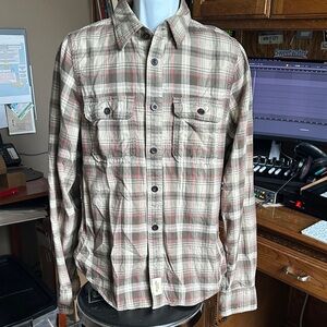 Abercrombie & Fitch Gray and Red Flannel Button-Down Shirt, Large